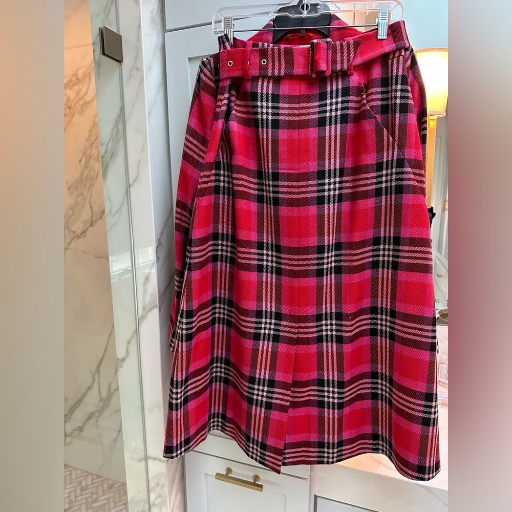 Kate Spade Red Plaid Suit Skirt